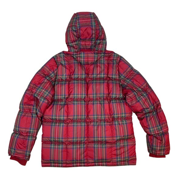 Abercrombie & Fitch Men's Ultra Down Red Plaid Hooded Puffer Jacket Size XL - Picture 2 of 16